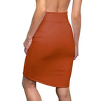 Womens Pencil Skirt - Rust Stretch Mini