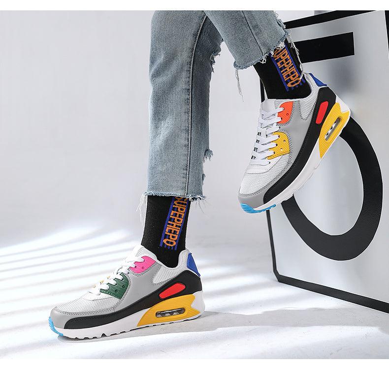 Unisex Air Cushion Sneakers Men's Colorful Casual  Fashion Jogging Sneakers Outdoor Sports Sneakers Lace Up Unisex Walk Women's Air Athletic Running Sneakers Stevvex