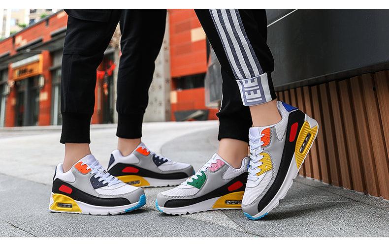 Unisex Air Cushion Sneakers Men's Colorful Casual  Fashion Jogging Sneakers Outdoor Sports Sneakers Lace Up Unisex Walk Women's Air Athletic Running Sneakers Stevvex