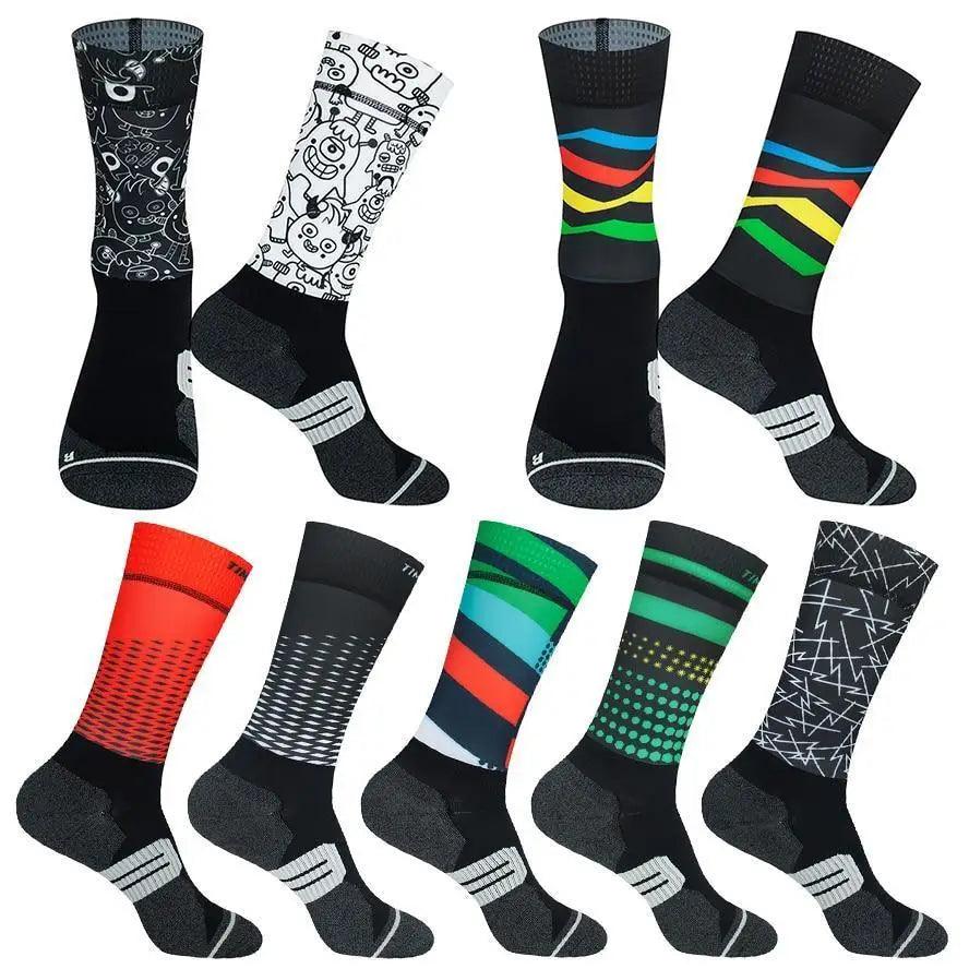 Unisex Anti Slip Socks Professional Bike Street Sports Socks Cycling Socks For Men And Women  Breathable Socks 37-44 Stevvex