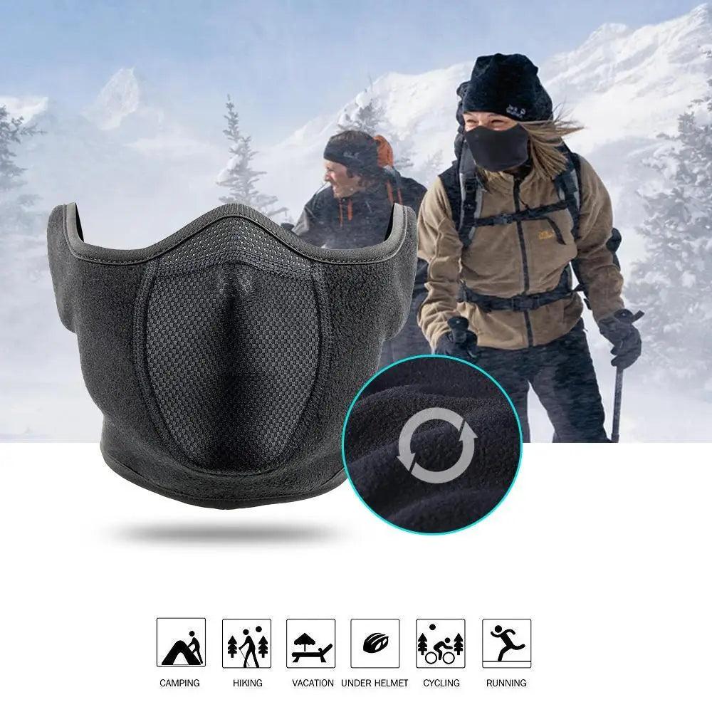 Unisex Breathable Black Half Ski Windproof Sport Mask Face Cover Ear Warmer For Winter Weather Men Running Thermal Masks Scarf Snowboard Ski Mask Neck Warmer Stevvex