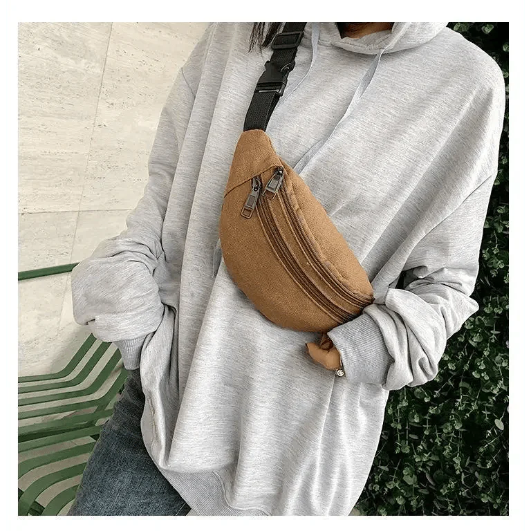 Unisex Casual Canvas Waist Bag Functional Comfortable Waist Bag Classic Waterproof Cross Body Traveling Bag Stevvex