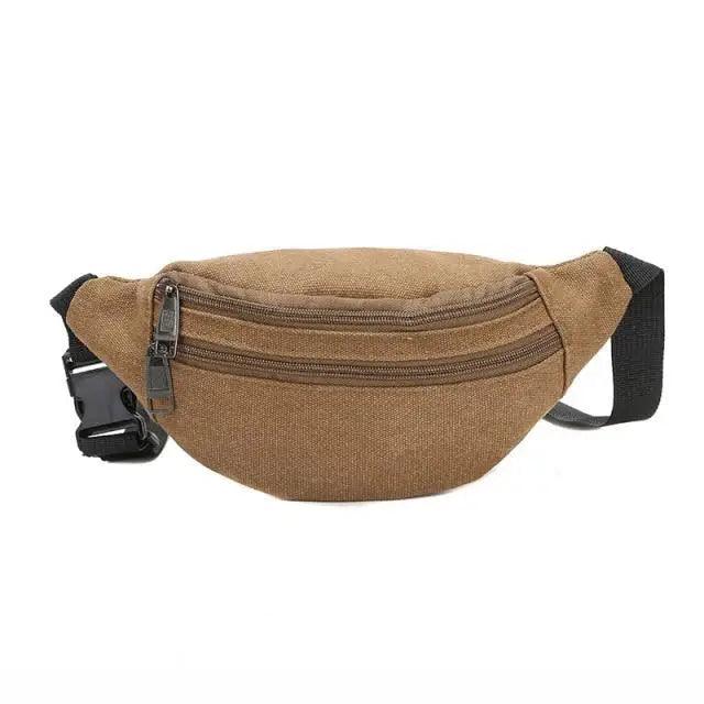 Unisex Casual Canvas Waist Bag Functional Comfortable Waist Bag Classic Waterproof Cross Body Traveling Bag Stevvex
