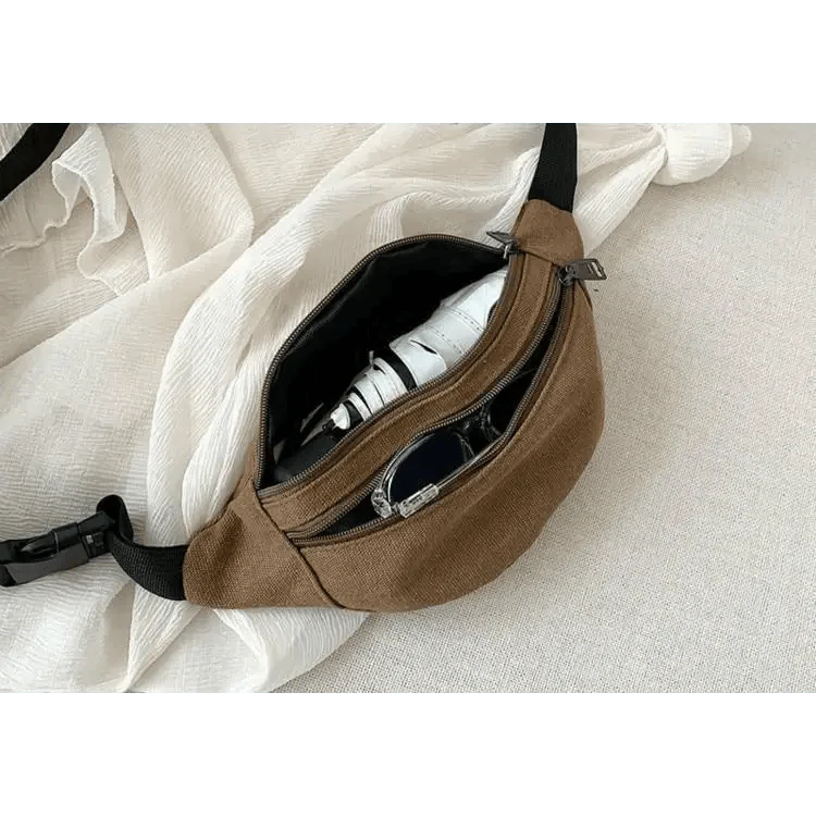 Unisex Casual Canvas Waist Bag Functional Comfortable Waist Bag Classic Waterproof Cross Body Traveling Bag Stevvex
