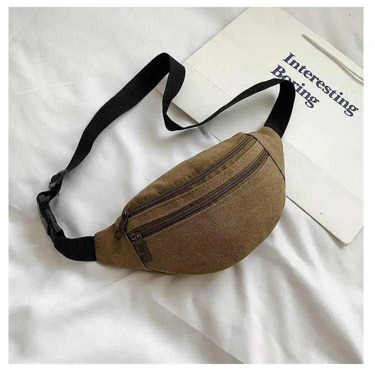 Unisex Casual Canvas Waist Bag Functional Comfortable Waist Bag Classic Waterproof Cross Body Traveling Bag Stevvex
