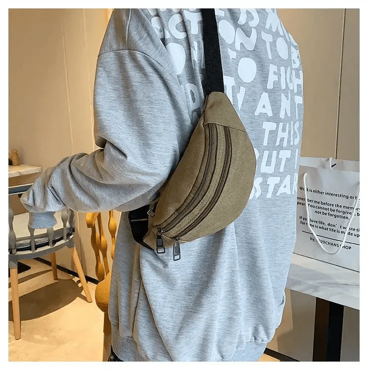 Unisex Casual Canvas Waist Bag Functional Comfortable Waist Bag Classic Waterproof Cross Body Traveling Bag Stevvex