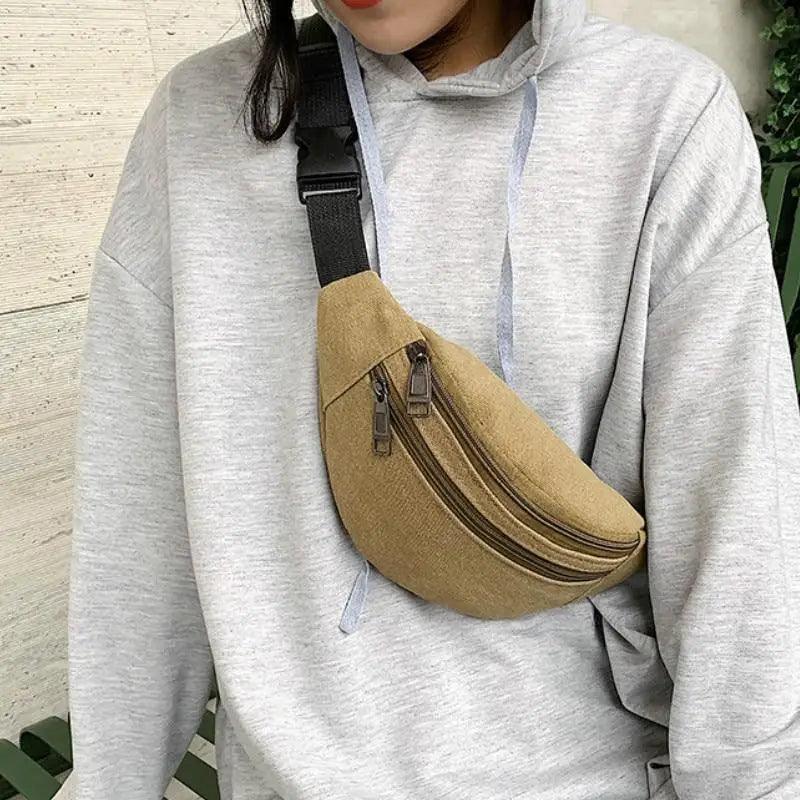 Unisex Casual Canvas Waist Bag Functional Comfortable Waist Bag Classic Waterproof Cross Body Traveling Bag Stevvex