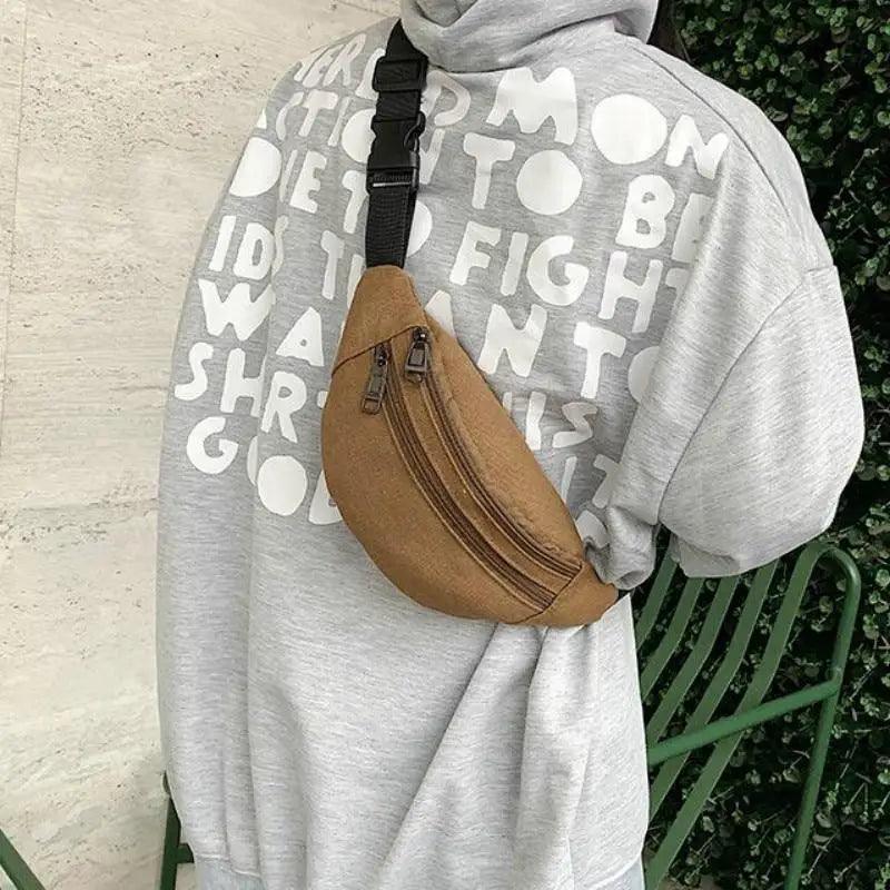 Unisex Casual Canvas Waist Bag Functional Comfortable Waist Bag Classic Waterproof Cross Body Traveling Bag Stevvex