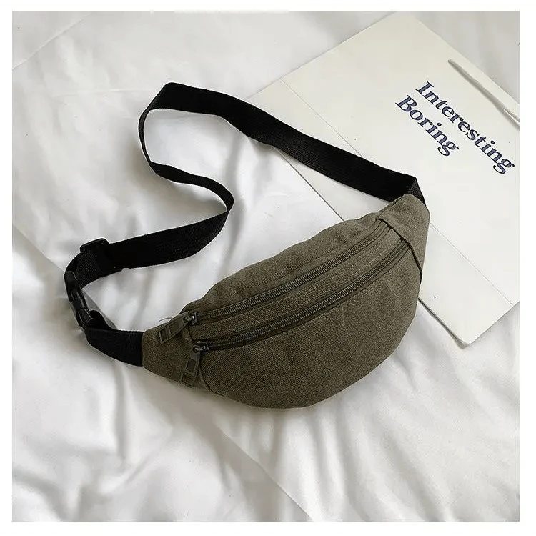 Unisex Casual Canvas Waist Bag Functional Comfortable Waist Bag Classic Waterproof Cross Body Traveling Bag Stevvex