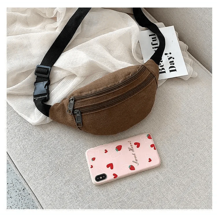 Unisex Casual Canvas Waist Bag Functional Comfortable Waist Bag Classic Waterproof Cross Body Traveling Bag Stevvex
