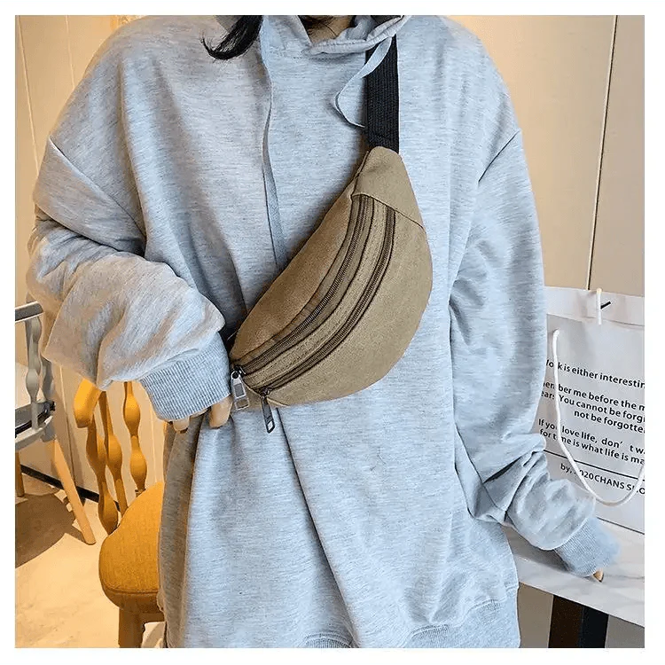 Unisex Casual Canvas Waist Bag Functional Comfortable Waist Bag Classic Waterproof Cross Body Traveling Bag Stevvex