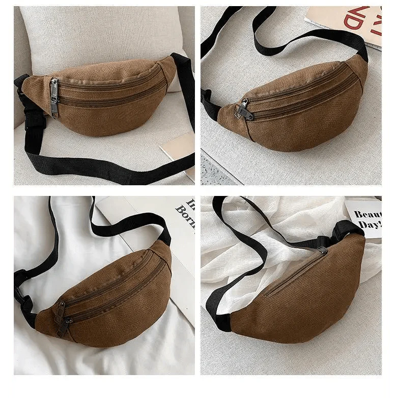 Unisex Casual Canvas Waist Bag Functional Comfortable Waist Bag Classic Waterproof Cross Body Traveling Bag Stevvex