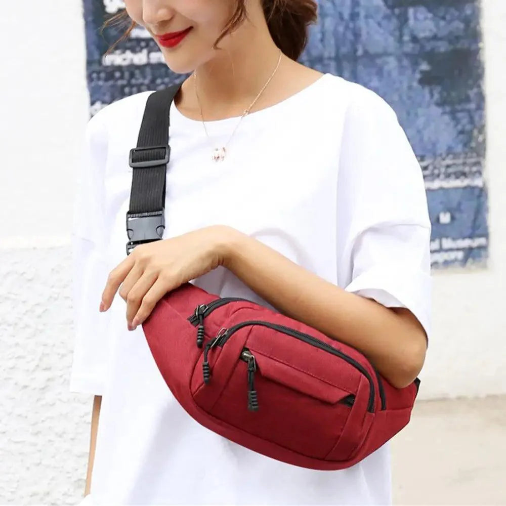 Unisex Casual Crossbody Women Waist Bag Retro Design Large Capacity Canvas Travel Adjustable Phone Bag Fanny Hip Bags Hands-Free Wallets Waist Pack Stevvex
