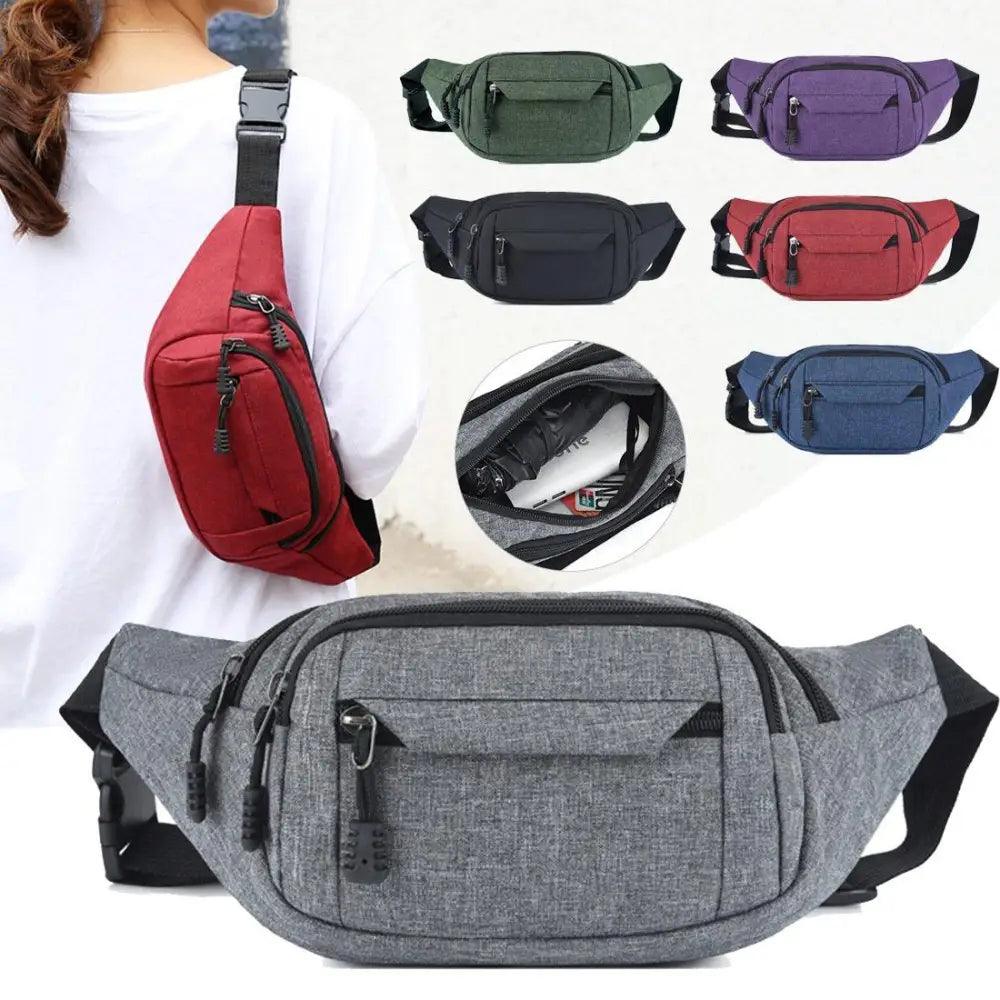 Unisex Casual Crossbody Women Waist Bag Retro Design Large Capacity Canvas Travel Adjustable Phone Bag Fanny Hip Bags Hands-Free Wallets Waist Pack Stevvex