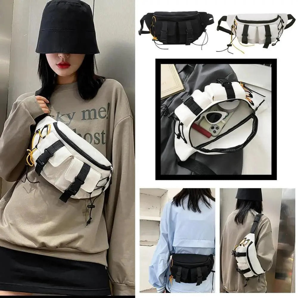 Unisex Casual Stylish Zipper Fanny Black Waist Bag Comfortable Travel Cross Body Bag Large Capacity Bags Stevvex