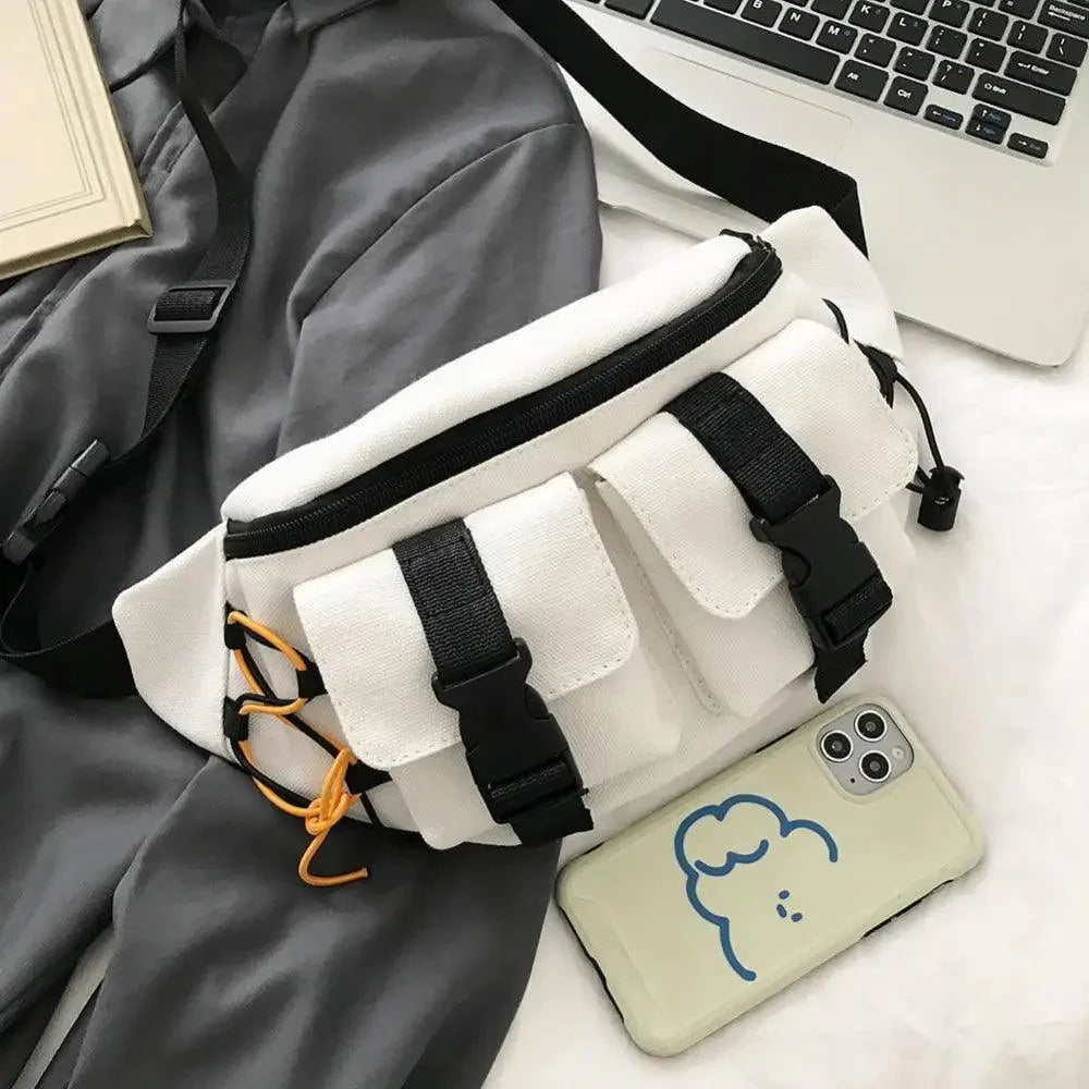 Unisex Casual Stylish Zipper Fanny Black Waist Bag Comfortable Travel Cross Body Bag Large Capacity Bags Stevvex