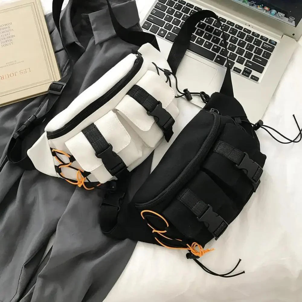 Unisex Casual Stylish Zipper Fanny Black Waist Bag Comfortable Travel Cross Body Bag Large Capacity Bags Stevvex