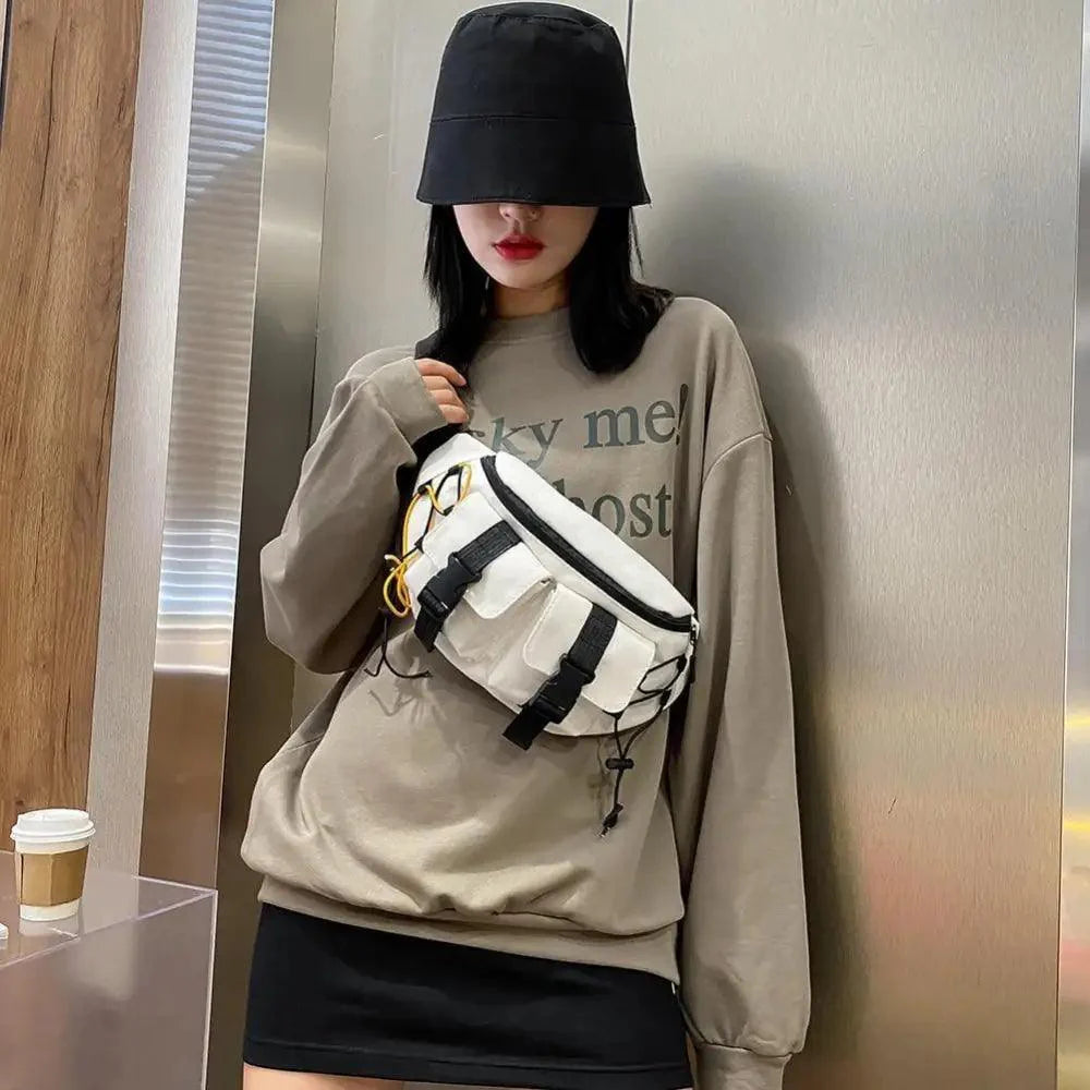 Unisex Casual Stylish Zipper Fanny Black Waist Bag Comfortable Travel Cross Body Bag Large Capacity Bags Stevvex