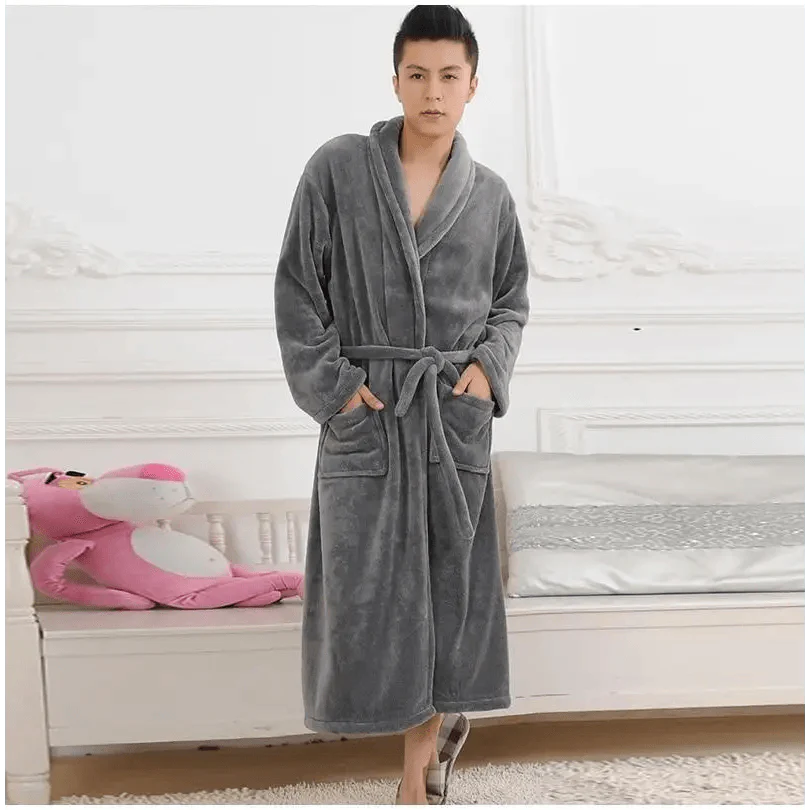 Unisex Comfortable Fleece Soft Bathrobes Elegant Sleepwear For Men And Women Winter Indoor Warm Bathrobe Stevvex