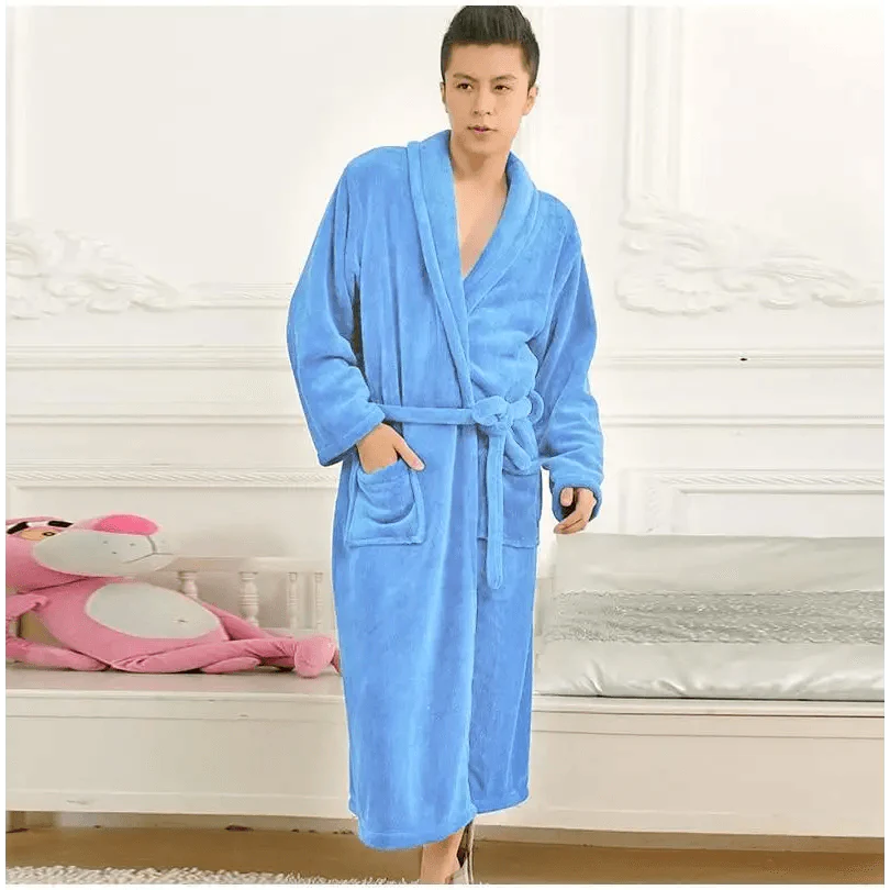 Unisex Comfortable Fleece Soft Bathrobes Elegant Sleepwear For Men And Women Winter Indoor Warm Bathrobe Stevvex
