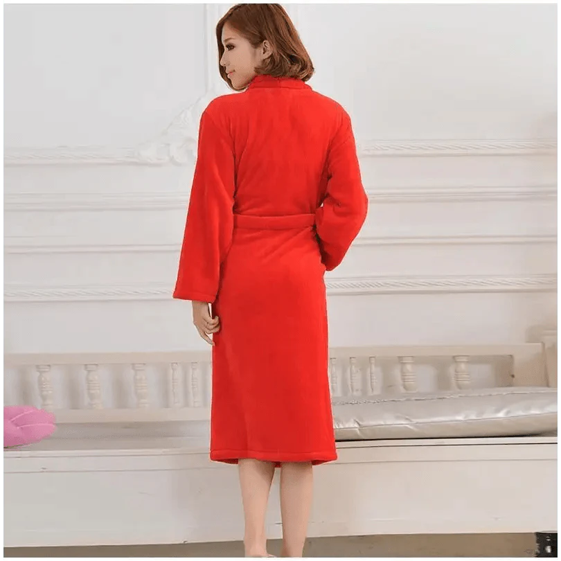 Unisex Comfortable Fleece Soft Bathrobes Elegant Sleepwear For Men And Women Winter Indoor Warm Bathrobe Stevvex