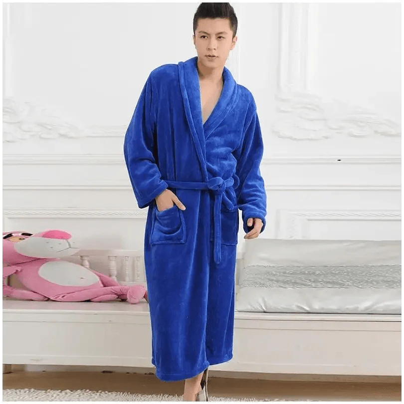 Unisex Comfortable Fleece Soft Bathrobes Elegant Sleepwear For Men And Women Winter Indoor Warm Bathrobe Stevvex