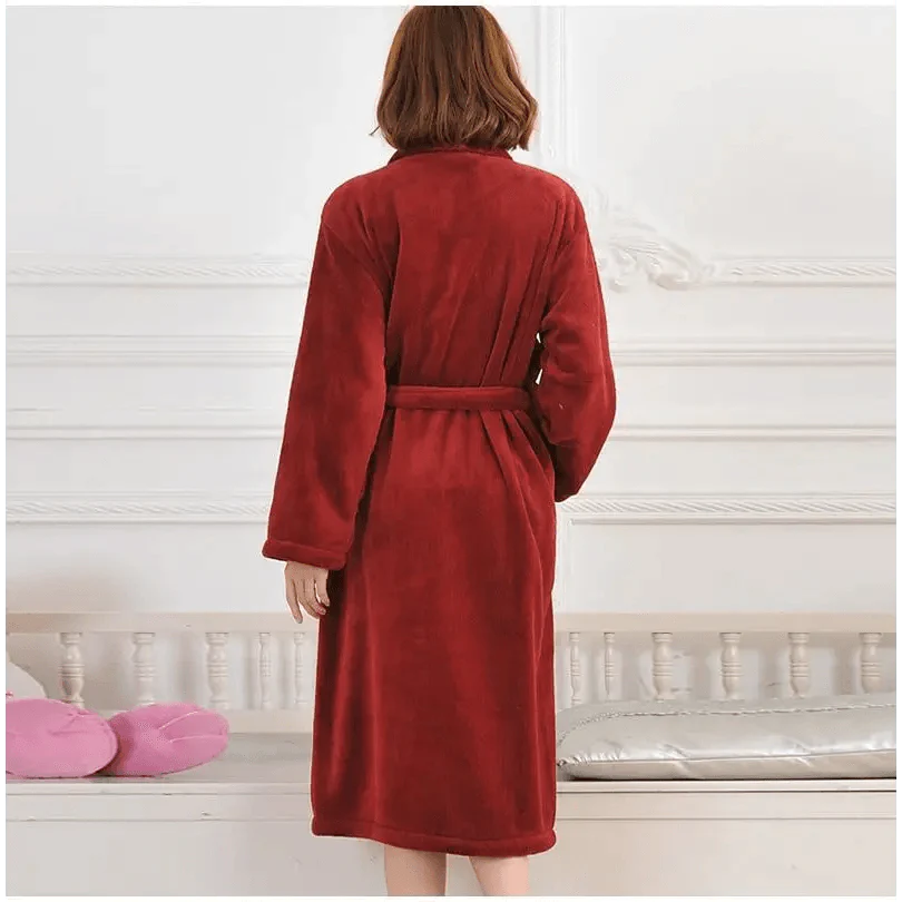 Unisex Comfortable Fleece Soft Bathrobes Elegant Sleepwear For Men And Women Winter Indoor Warm Bathrobe Stevvex