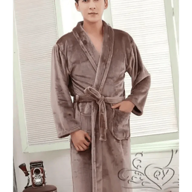 Unisex Comfortable Fleece Soft Bathrobes Elegant Sleepwear For Men And Women Winter Indoor Warm Bathrobe Stevvex