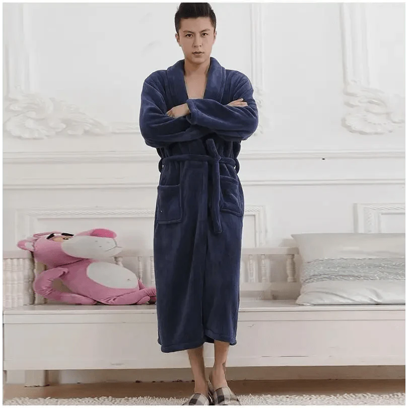 Unisex Comfortable Fleece Soft Bathrobes Elegant Sleepwear For Men And Women Winter Indoor Warm Bathrobe Stevvex