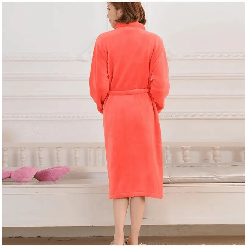 Unisex Comfortable Fleece Soft Bathrobes Elegant Sleepwear For Men And Women Winter Indoor Warm Bathrobe Stevvex
