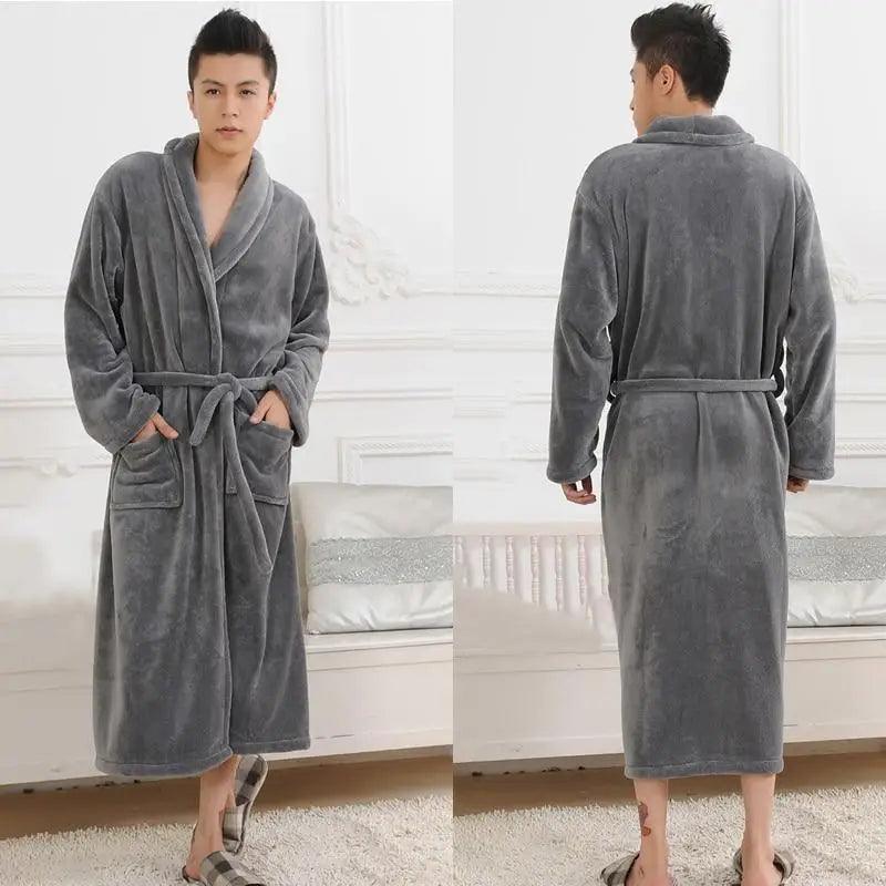 Unisex Comfortable Fleece Soft Bathrobes Elegant Sleepwear For Men And Women Winter Indoor Warm Bathrobe Stevvex