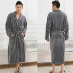 Unisex Comfortable Fleece Soft Bathrobes Elegant Sleepwear For Men And Women Winter Indoor Warm Bathrobe Stevvex