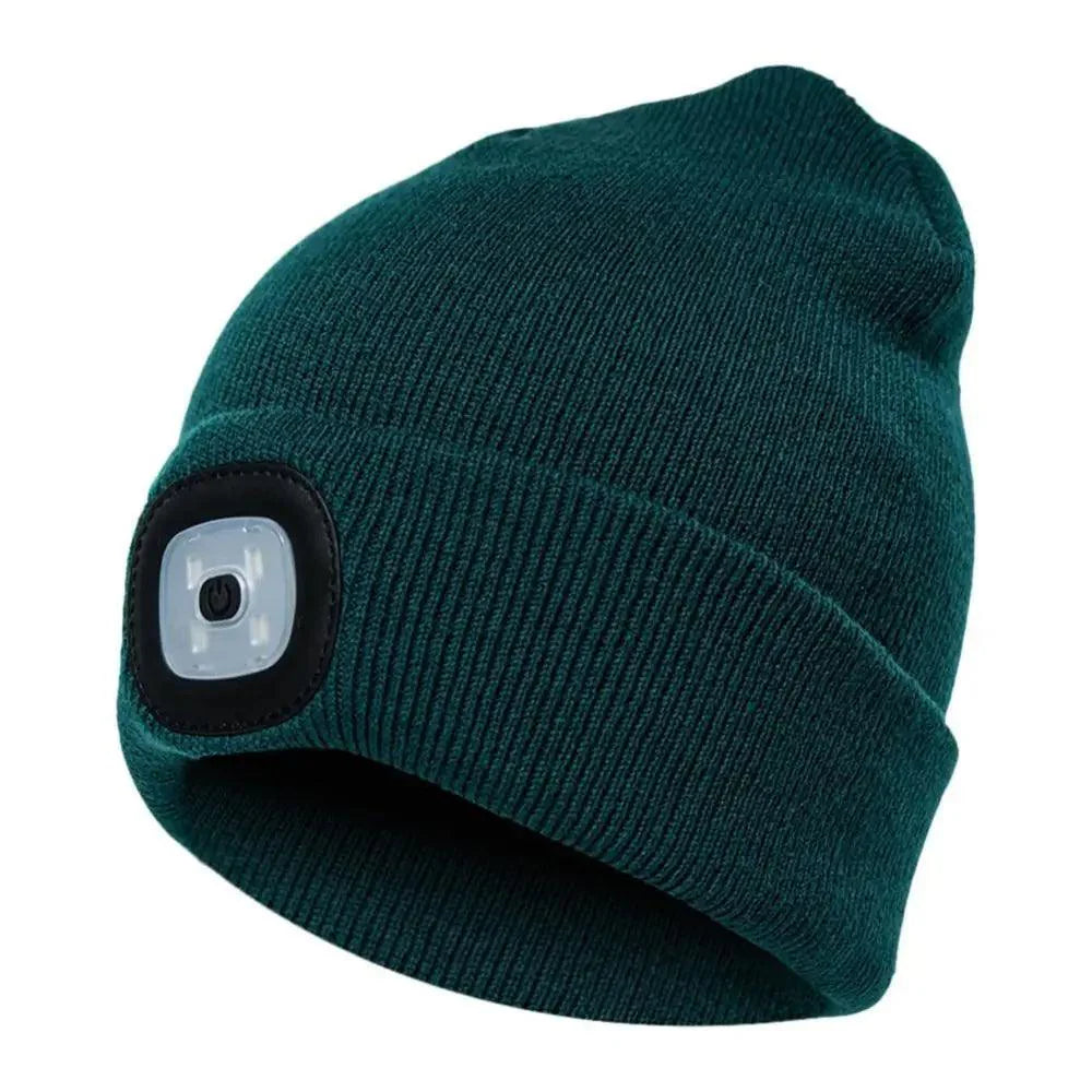 Unisex Fashion LED Light Knitted Hat For Men Women Trendy Elastic Beanie Cap Headlamp Winter Knit Lighted Headlight Headlamp Cap Stevvex
