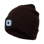 Unisex Fashion LED Light Knitted Hat For Men Women Trendy Elastic Beanie Cap Headlamp Winter Knit Lighted Headlight Headlamp Cap Stevvex