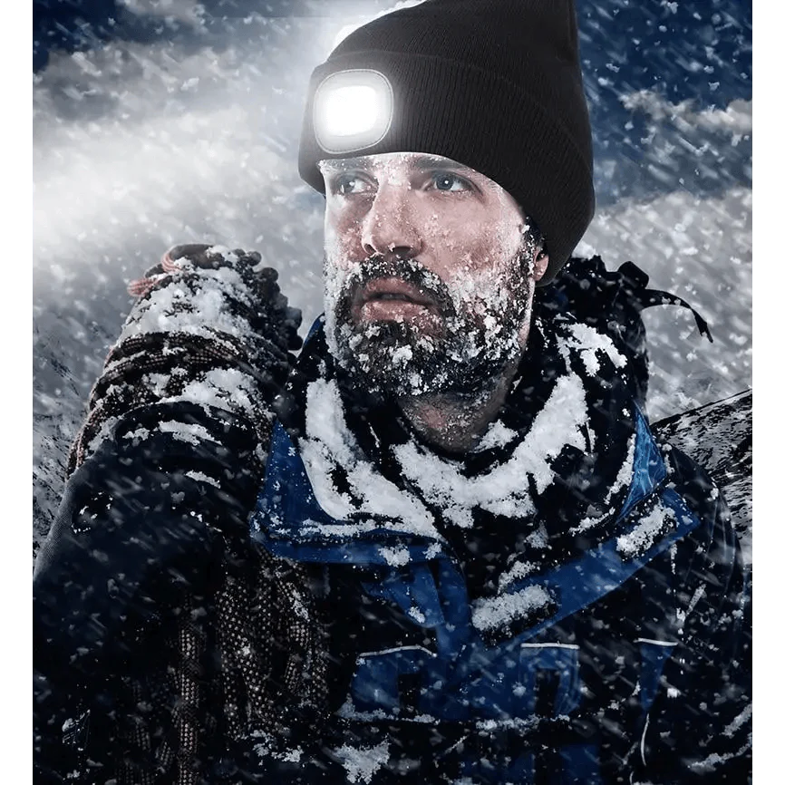 Unisex Fashion LED Light Knitted Hat For Men Women Trendy Elastic Beanie Cap Headlamp Winter Knit Lighted Headlight Headlamp Cap Stevvex