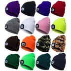 Unisex Fashion LED Light Knitted Hat For Men Women Trendy Elastic Beanie Cap Headlamp Winter Knit Lighted Headlight Headlamp Cap Stevvex