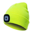 Unisex Fashion LED Light Knitted Hat For Men Women Trendy Elastic Beanie Cap Headlamp Winter Knit Lighted Headlight Headlamp Cap Stevvex