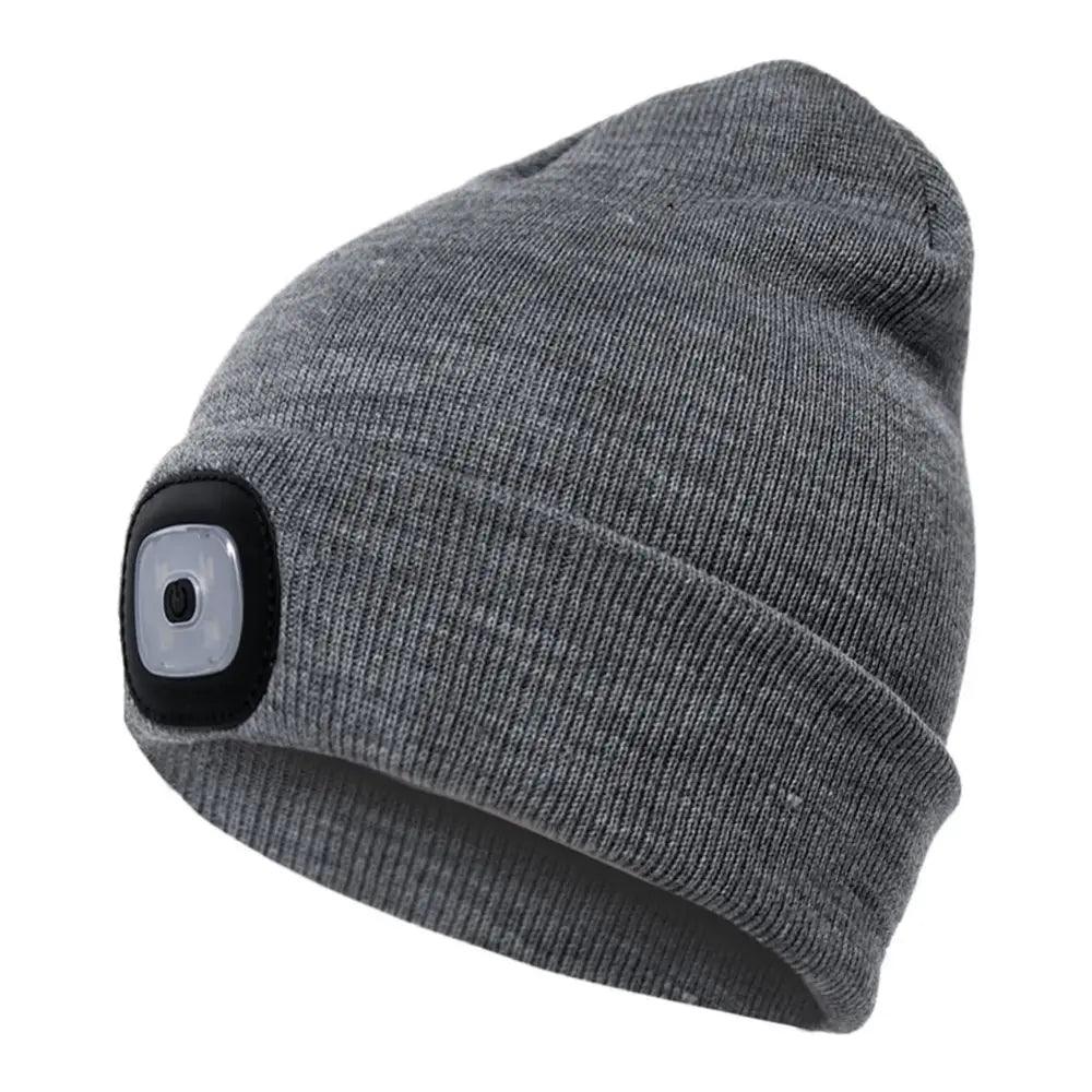 Unisex Fashion LED Light Knitted Hat For Men Women Trendy Elastic Beanie Cap Headlamp Winter Knit Lighted Headlight Headlamp Cap Stevvex