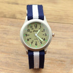 Unisex Fashion Nylon Fabric Kids Children Watch Sport Thin Students Canvas Quartz Dress Wristwatch Military Time Watch  Field Outdoor Sport Mens Wristwatch With Slip-Thru Nylon Band Stevvex