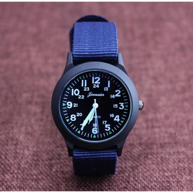 Unisex Fashion Nylon Fabric Kids Children Watch Sport Thin Students Canvas Quartz Dress Wristwatch Military Time Watch  Field Outdoor Sport Mens Wristwatch With Slip-Thru Nylon Band Stevvex