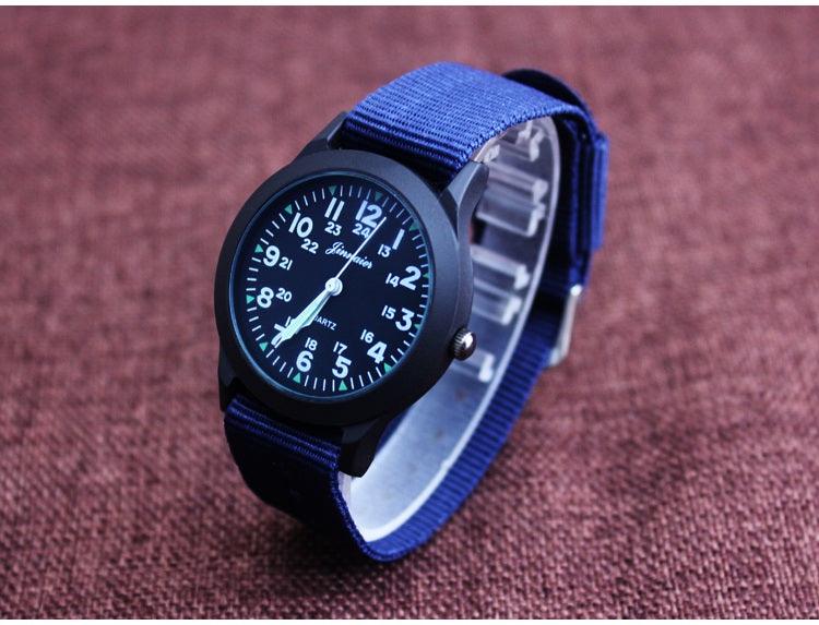 Unisex Fashion Nylon Fabric Kids Children Watch Sport Thin Students Canvas Quartz Dress Wristwatch Military Time Watch  Field Outdoor Sport Mens Wristwatch With Slip-Thru Nylon Band Stevvex