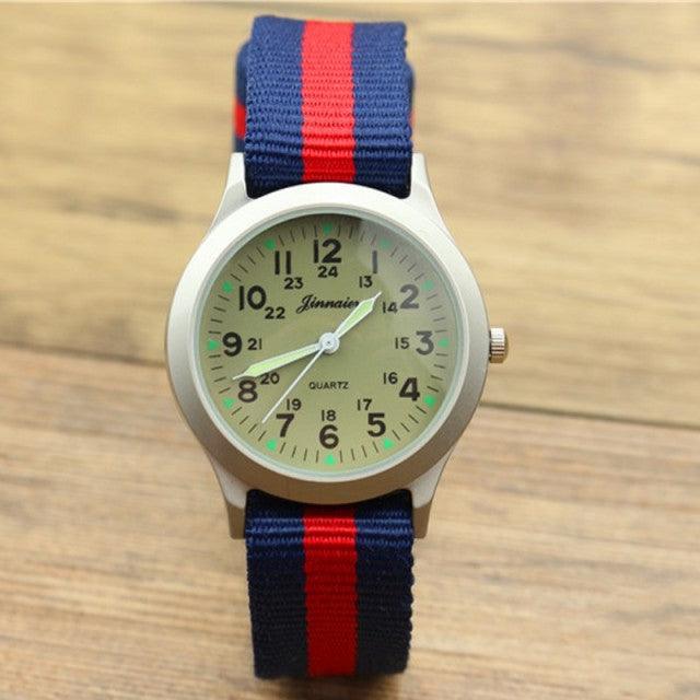 Unisex Fashion Nylon Fabric Kids Children Watch Sport Thin Students Canvas Quartz Dress Wristwatch Military Time Watch  Field Outdoor Sport Mens Wristwatch With Slip-Thru Nylon Band Stevvex