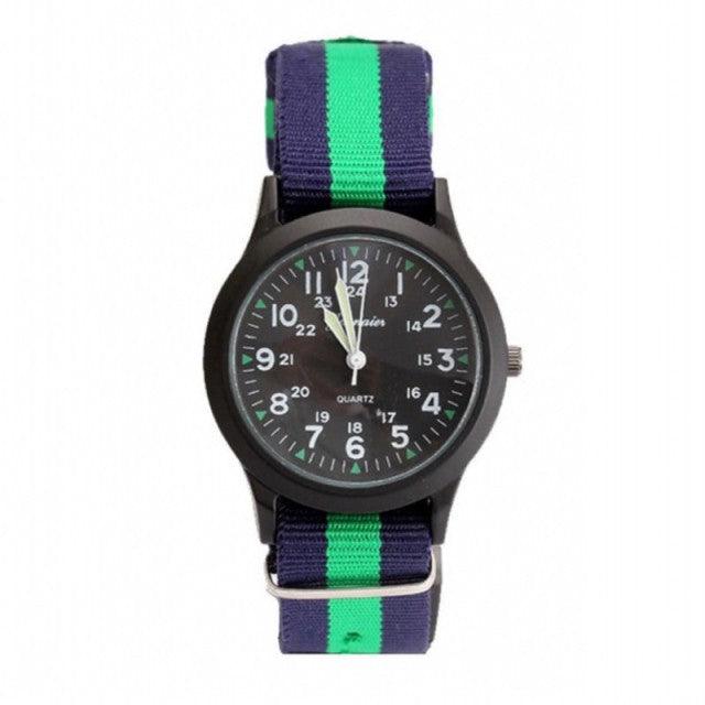 Unisex Fashion Nylon Fabric Kids Children Watch Sport Thin Students Canvas Quartz Dress Wristwatch Military Time Watch  Field Outdoor Sport Mens Wristwatch With Slip-Thru Nylon Band Stevvex