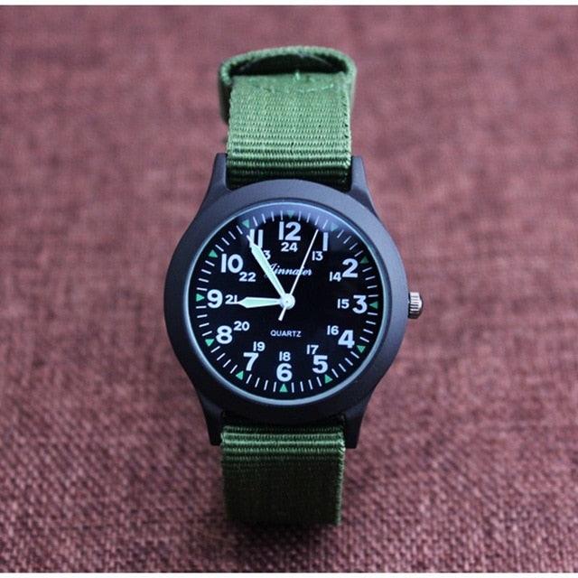 Unisex Fashion Nylon Fabric Kids Children Watch Sport Thin Students Canvas Quartz Dress Wristwatch Military Time Watch  Field Outdoor Sport Mens Wristwatch With Slip-Thru Nylon Band Stevvex