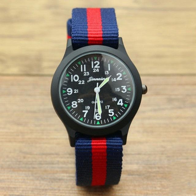 Unisex Fashion Nylon Fabric Kids Children Watch Sport Thin Students Canvas Quartz Dress Wristwatch Military Time Watch  Field Outdoor Sport Mens Wristwatch With Slip-Thru Nylon Band Stevvex