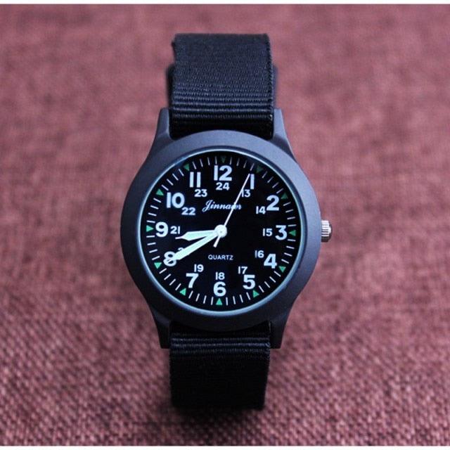 Unisex Fashion Nylon Fabric Kids Children Watch Sport Thin Students Canvas Quartz Dress Wristwatch Military Time Watch  Field Outdoor Sport Mens Wristwatch With Slip-Thru Nylon Band Stevvex