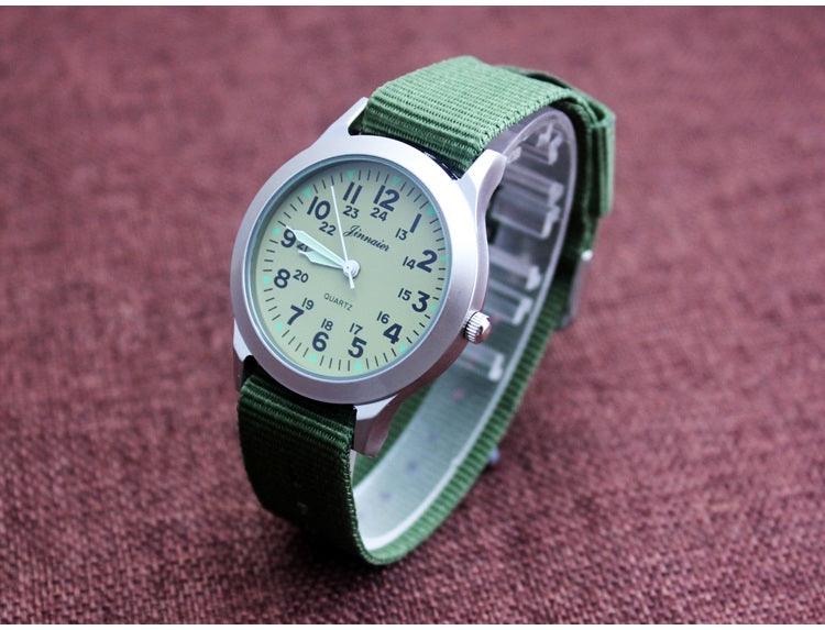 Unisex Fashion Nylon Fabric Kids Children Watch Sport Thin Students Canvas Quartz Dress Wristwatch Military Time Watch  Field Outdoor Sport Mens Wristwatch With Slip-Thru Nylon Band Stevvex
