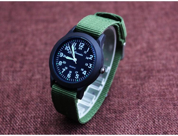Unisex Fashion Nylon Fabric Kids Children Watch Sport Thin Students Canvas Quartz Dress Wristwatch Military Time Watch  Field Outdoor Sport Mens Wristwatch With Slip-Thru Nylon Band Stevvex