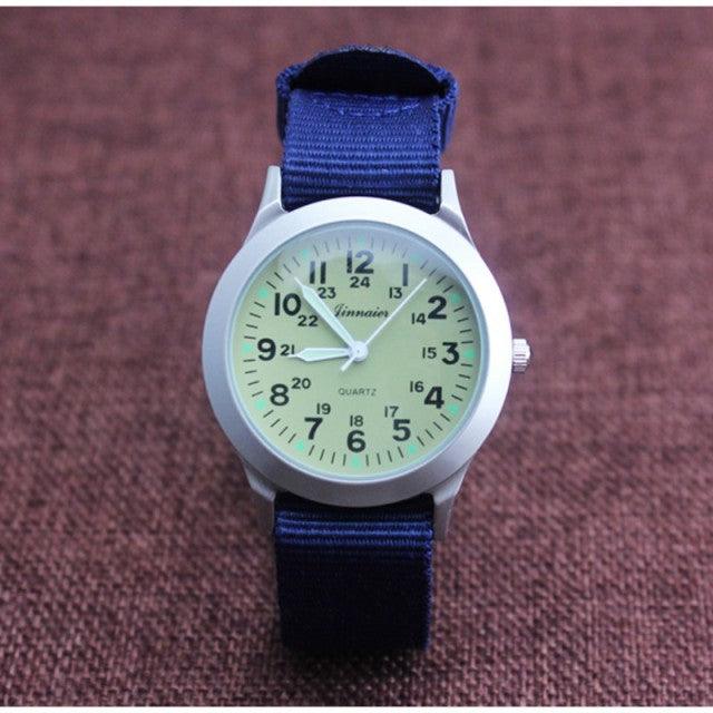 Unisex Fashion Nylon Fabric Kids Children Watch Sport Thin Students Canvas Quartz Dress Wristwatch Military Time Watch  Field Outdoor Sport Mens Wristwatch With Slip-Thru Nylon Band Stevvex