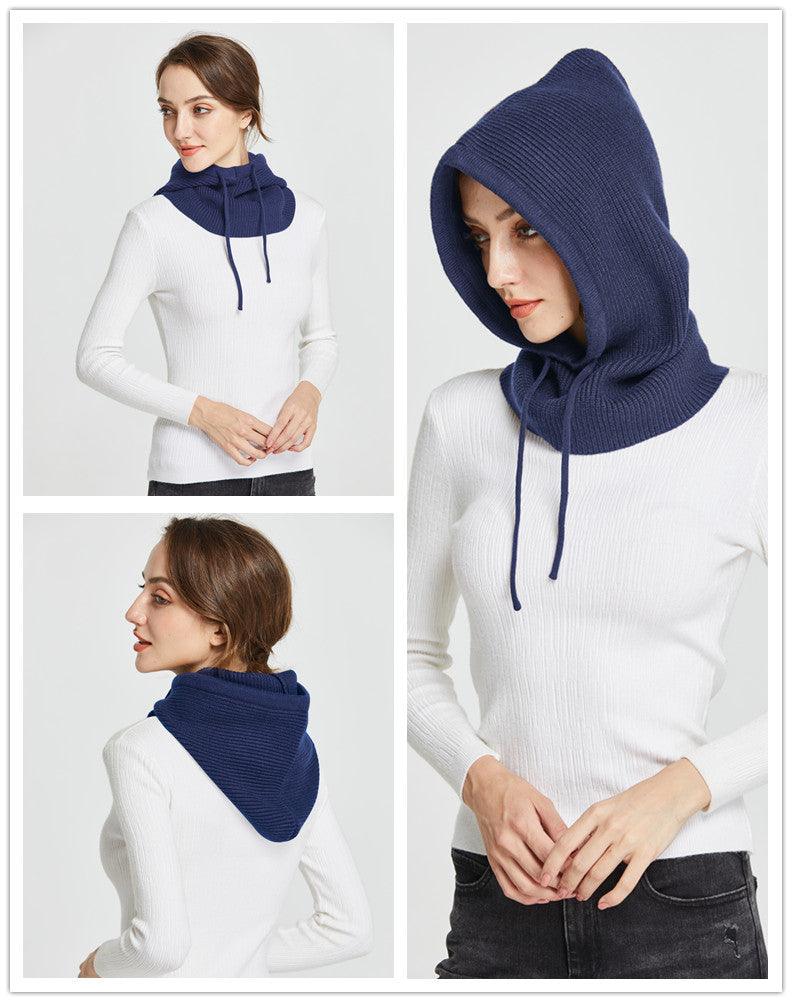 Unisex Knit Scarf Hood Hat Winter Women Cashmere Beanie Bonnet Lady Wool Neck Protect Balaclava Skellies Men Hooded Fashion Balaclava Shawl Women Winter Hat Soft Knitted Hooded Neck Collar Cap Beanie Hat Warm Scarf Unisex Bonnet Hooded Sc Stevvex